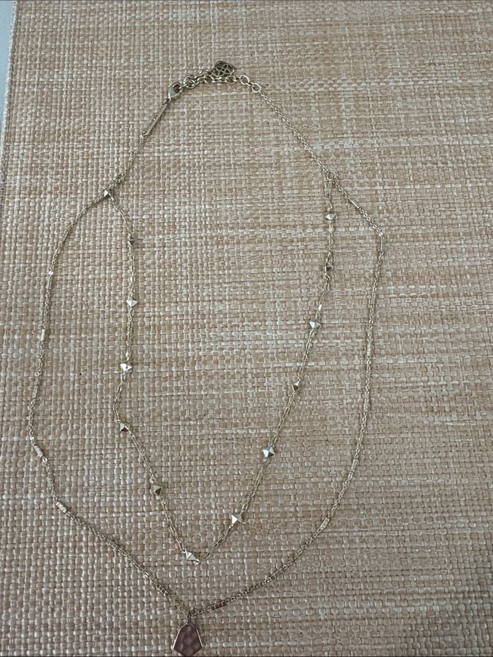 Kendra Scott Gold Tone Layered Multi Strand Necklace Geometric Bead Accents